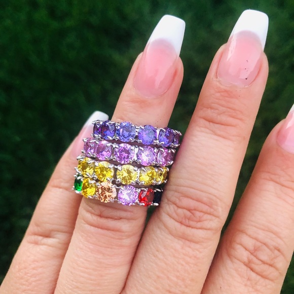 Pink Sapphire Eternity Band - Picture 3 of 3